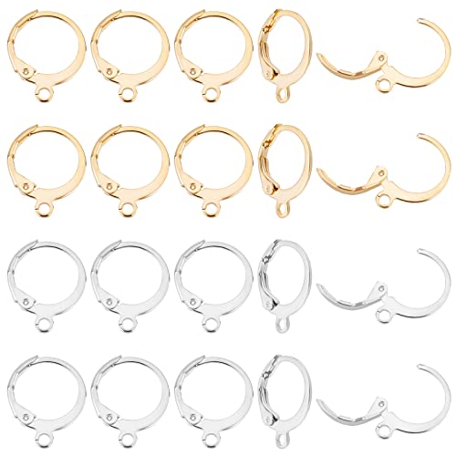 UNICRAFTALE 60 Stück 2 Farben Hebel Ohrringe DIY Edelstahl Leverback Ohrringe Zubehör Hoop Ohrring Mit Schlaufe Französische Ohrhaken Für DIY DIY Schmuckherstellung, Ca. 12.5 mm Breit Cover