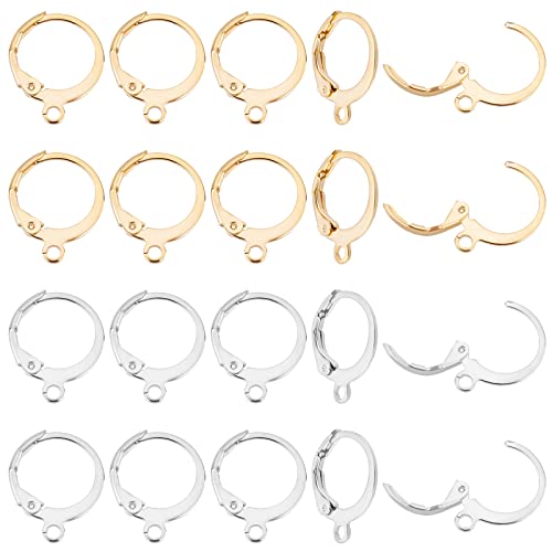 UNICRAFTALE 60 Stück 2 Farben Hebel Ohrringe DIY Edelstahl Leverback Ohrringe Zubehör Hoop Ohrring Mit Schlaufe Französische Ohrhaken Für DIY DIY Schmuckherstellung, Ca. 12.5 mm Breit