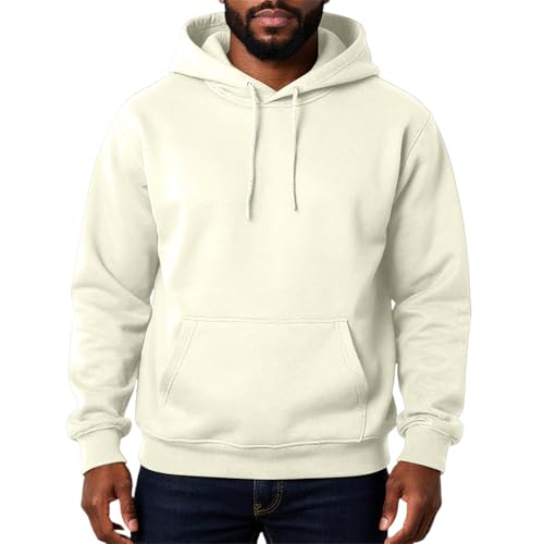 Hoodies for Men Solid Color Fleece Hoodie Long Sleeve Pocket Loose Hoodie Pullover Tops Sweatshirts for Men
