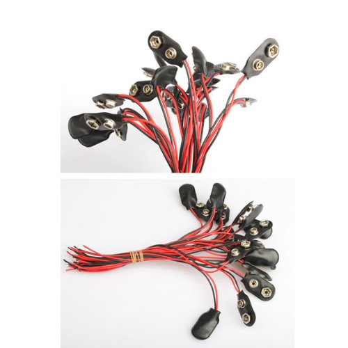 Vktech 20Pcs 9V Battery Snap-On Connector Clip With Wire Holder Cable Leads Cord #TOP2