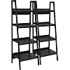 Ameriwood Home Lawrence 4 Shelf Ladder Bookcase Bundle, Black
