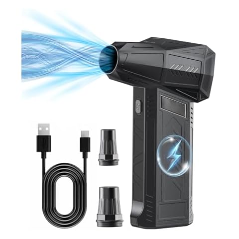 Zezzo Compressed Air Duster,130000RPM Mini Electric Air Duster,Powerful Blower High Speed Duct Fan,3 Adjustable Rechargeable Cordless Air Broom for Keyboards Home Outdoor Dust Rain Snow Removal Cover