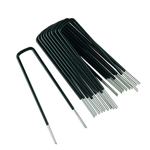 PVC Coated Garden Pegs Heavy Duty Metal Ground Pegs - Anti Rust Galvanised Steel Pegs for Securing Weed Control Fabric, Ground Sheets Membrane, Astro Turf - 10 Pcs