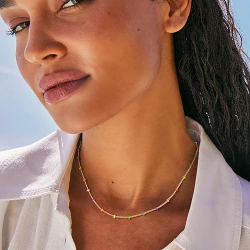 BENEIGE Gold Choker Necklaces for Women 14K Gold Plated Simple Chain Choker Necklace Minimalist Simple Hypoallergenic Adjustable Jewelry for Women2