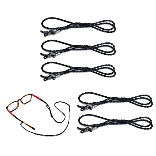 Brillenbänder Brille Hals Lanyard Sport Brillenkordel Einstellbar Brillenkette 5 Stück Super Lang Geflochtene Brille Ketten Anti Rutsch, für Lesebrillen, Sonnenbrillen, Kurzsichtige Brille (Schwarz) Cover