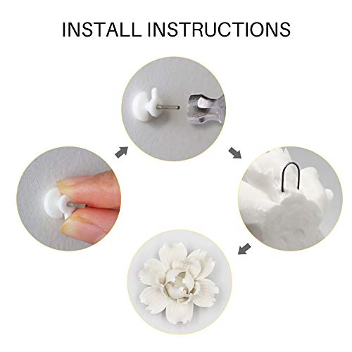 Liucogxi JH2568 5 Pcs Ceramic Flower Wall Decor Handcrafted 3D Hanging Porcelain Flowers Wall Art Ceramic Peony White Sculpture thumb #6
