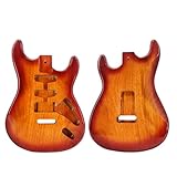 Conboxus - Cuerpo de guitarra eléctrica de caoba, madera de caoba, lacado amarillo, pastilla HSS para piezas de guitarra, proyecto sin acabar, reemplazo de cuerpo de guitarra, 2 kg