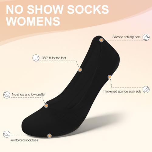 Image of No Show Socks Women with Sponge 6 Pairs Cushioned Sole