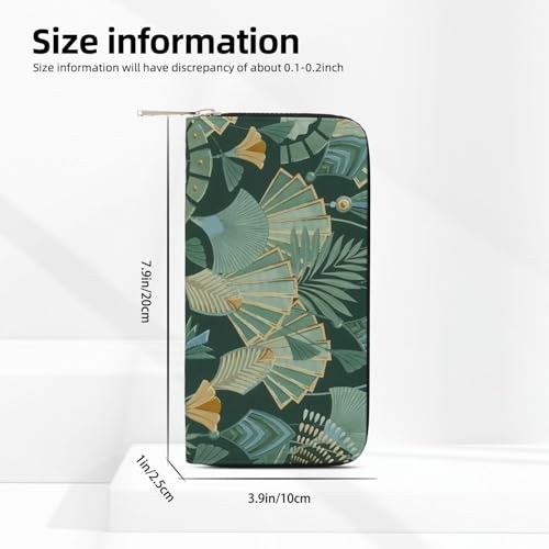 Leather Hand Wallet for Mothers Day Women Card Holder Large Capacity Credit Wallet with Zippering Abstract Leaf4