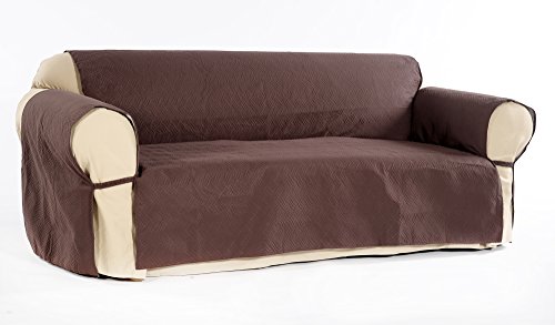 Quilted Micro suede one piece Pet Furniture Protector Slip Cover Throw with Ties (Brown, Loveseat)