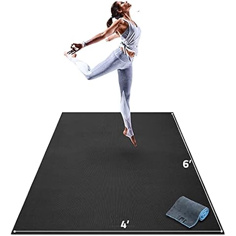 Gorilla Mats Premium Large Yoga Mat – 6' x 4' x 8mm Extra Thick & Ultra Comfortable, Non-Slip Barefoot Exercise Mat – Works Great on Any Floor for Stretching, Cardio or Home Workouts Cover