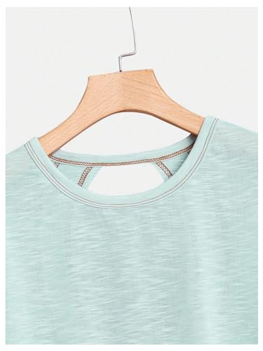 Image of SOLY HUX Women Open Back Tops Workout Backless Tee Casual Athletic Shirts Short Sleeve Oversized Gym T Shirt
