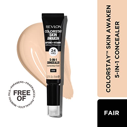 Image of REVLON Colorstay Skin Awaken 5 in 1 Concealer for woman, lightweight, Transfer Proof, Infused with Caffeine and Vitamin C, Hides imperfactions, dark circles & puffiness, Fair (005)