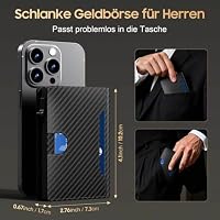 Frapkom Brieftasche für Männer 8-11 Karten, Smart Pop-Up Karte Brieftasche, Anti-Diebstahl RFID Blockieren Brieftaschen mit Cash Slots ID Fenster, Ultra dünn, Fronttasche (Kohlefaser) – Ansicht 6