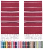 HAVLULAND Sale Pack of 2 Turkish Beach Towels 100% Cotton Super Absorbent Quick-Dry Sand Free Beach