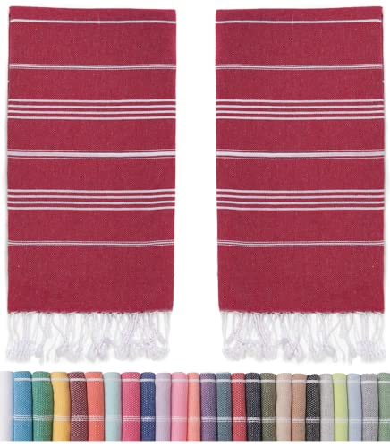 Havluland Sale Pack Of 2 Turkish Beach Towels 100% Cotton Super Absorbent Quick-Dry Sand Free Beach Towel Oversized 71X39 Lightweight Beach Blanket Soft Turkish Bath Towel Travel Towels (Red) #TOP20