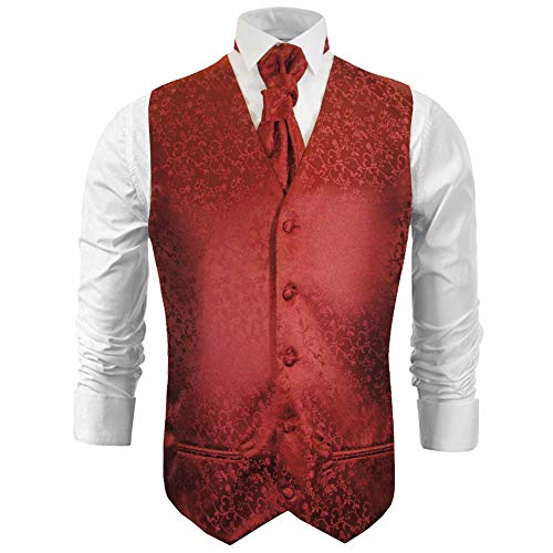 Preisvergleich Produktbild Paul Malone Weinrotes Hochzeitswesten Set 5tlg floral by Gr. 50