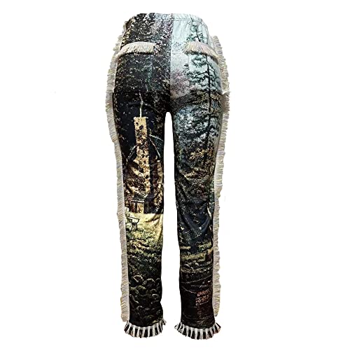 NIFTRIRY Women Hippie Tassel Pattern Printing Elastic Pants3