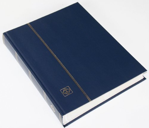 Preisvergleich Produktbild 64 weiße Seiten LEUCHTTURM Einsteckbuch Briefmarkenalbum Einband dunkelblau