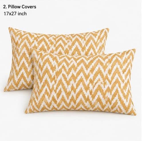 Image of NEW LEAF Cotton Fitted King Bedsheets with 2 Pillow Covers | Elastic Fitted | Wrinklefree | Ultrasoft |Winter Bedsheet 200 to 220 tc Floral | 78x72+10 Inches, Mustard Yellow