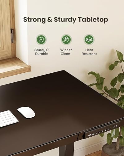 Image of ARTIKEL Case 1.0 Electric Height Adjustable Office Table DIY|100 Kg Wt.|Smart Panel USB & Type C Collision Sensor|Sit Stand Computer Desk|120 X 60 Cm| Brown (Black)