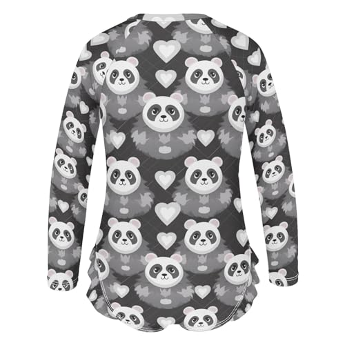 Cute Panda Girls Long Sleeve Swimsuit UPF 50+ Rashguard Swimwear One Piece Bathing Suit for 3-12 212168152
