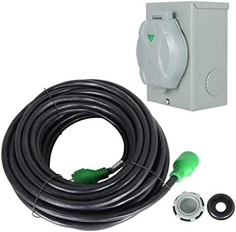 labwork 75 Feet 4 Prong 125V/250V 30A Generator Cord and Pre-Drilled Power Inlet Box Combo Kit L14-30P to L14-30R Generator Extension Cord with L14-30P Generator Inlet