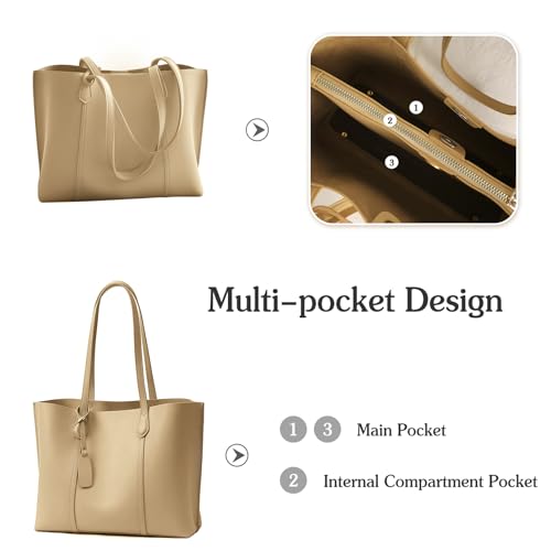 Bolso tote grande para mujer de cuero PU marrón miniatura 6