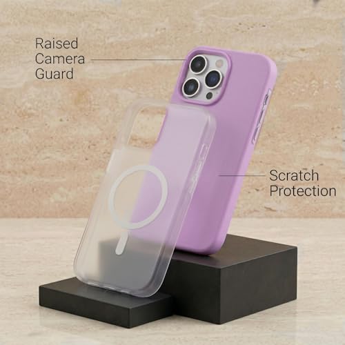 Image of amazon basics Luxury MagSafe Compatible Magnetic Case for iPhone 15 Pro | Soft Touch Matte Pastel Finish | Shockproof Back Cover with Camera Protection (Purple)