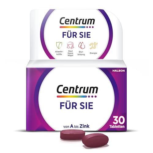 Multivitamin - Centrum Für Sie – Hochwertiges Nahrungsergänzungsmittel mit Mikronährstoffen – Speziell für Frauen – Vitamine, Mineralstoffe, Spurenelemente – 1 x 30 Tabletten
