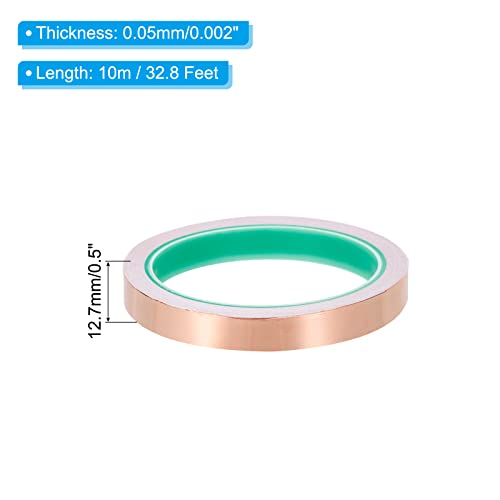 Image of PATIKIL Copper Foil Tape 0.5 Inch x 33 Feet 0.05mm Thick Double Sided Conductive Adhesive EMI Shielding for Electronics, Circuits, Grounding