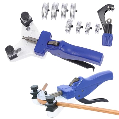 Niceminiwall Kit de herramientas de doblado manual de tubos con cortador y 8 cabezales para tubos de aluminio de cobre de 1/4 a 1/2 pulgadas (5-12 mm) – Construcción de acero inoxidable de grado - imagen 3