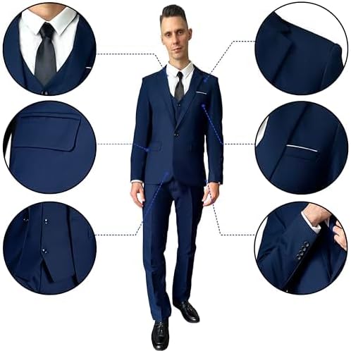 3 Piece Men’s Suit, Slim Fit Stylish Jacket, Pants, Vest, 2 Ties, and Belt, Perfect for Weddings, Business and More - Image 5