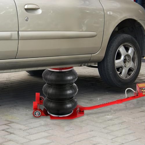 Jayseuw Cric pneumatique 3T, course de 40 cm en 5 secondes, triple sac à air robuste (150-400 mm) avec valve de sécurité, vérin d'air 3T pour SUV, camion et atelier