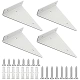 MOROBOR Regalhalterung, 4 Stück, Weiß, dreieckig, unsichtbar, Eisen, strapazierfähig, Wandmontage, schwimmende Halterung für Regale in Küche, Arbeitszimmer, Garten, 130 x 140 mm