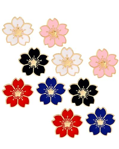 KGDUYC Lot de 10 jolies broches Sakura en émail pour manteau, veste, chapeau, fleur de cerisier,...