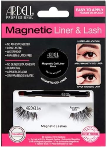 Ardell False Eyelashes Wispies Lash Kit Black No Adhesive Needed Gel Eyeliner Long-Lasting Waterproof Paraben-Fee Latex-Free Full Volume Medium Length Accent Lash Vegan-Friendly Cruelty-Free Eyelashes