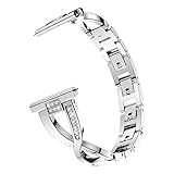 [page_title]-Für Samsung Galaxy Watch Active Armband,JSxhisxnuid Metall Replacement Strap mit Strass Metall Gliederarmband Ersatzarmband Wrist Uhrenarmband Für Samsung Galaxy Watch Active (Silber)