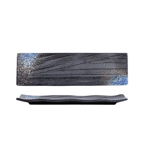 SHIHEER 長角皿 2枚セット 陶器 お皿セット すし 焼き物皿 魚 皿 刺身皿 焼き魚皿 寿司皿 長皿 魚料理 和食 揚げ物 お茶 ソース入 薬味壺 長方形 プレート 食器 レストラン 居酒屋 和風 磁器 おしゃれ BT