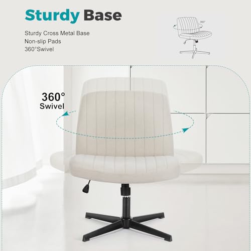 Dumos RDGYUJK Criss Cross Chairs, Armless Office Desk No Wheels Swivel Padded Wide Seat Modern Height Adjustable Mid Back Task Vanity Seating For Home Office Bedroom Computer thumb #5