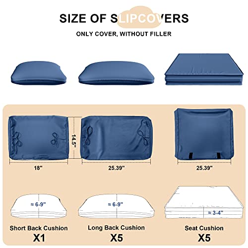 Delnavik Outdoor Cushion Slipcovers 11Pcs Patio Set Cushion Covers Replacement For Outdoor Furniture Set, Outdoor Sofa Seat Cushion Cover And Backrest Pillow Covers, Navy Blue #TOP1