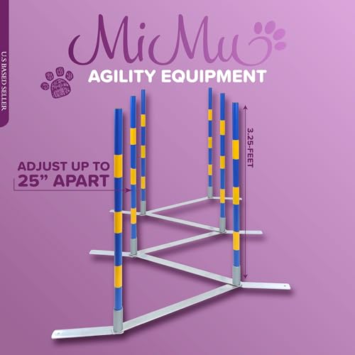 MiMu Dog Agility Equipment - Agility Set Dog Weaving Poles Dog Obstacle Course, Training Equipment, Competition Grade