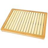 SereneLife Bamboo Bath Mat 23.5” x 18” Heavy Duty Natural Wood Bathroom or Shower Floor Foot Platform for Water Evaporation Indoor Outdoor Use
