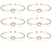 LOLIAS 6 Pcs Love Knot Bangle Bracelets Simple Cuffs Bridesmaid Bracelets for Women Girls Stretch Bracelets,Rose-gold Tone