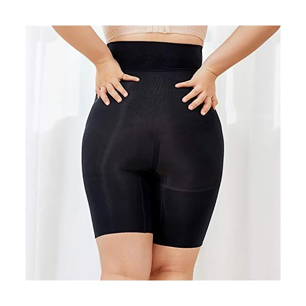 DELIMIRA Women's Shapewear Shorts Tummy Control Plus Size High Waisted Panties High Compression Thigh Slimmer Black 1X