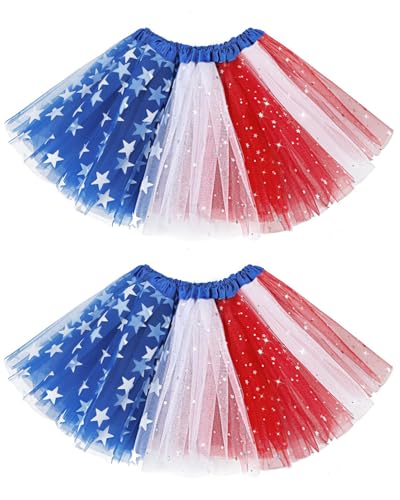 Century Star Sparkle Tutu for Toddler Girls 2 Pack Ballet Dance Skirt Princess Baby Kid Dress up Birthday Party 3 Layers 2-8T
