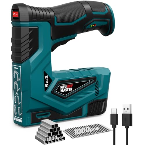 NEU MASTER Upholstery Staple Gun for Wood, 5-in-1 Electric Stapler/Nail Gun