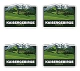 Aufkleber: 100 mm, 4 Stück - Kaisergebirge Austria Panorama Sticker Auto Wohnwagen Camper
