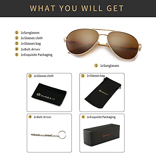 Image of SUNGAIT Women's Lightweight Oversized Aviator Sunglasses