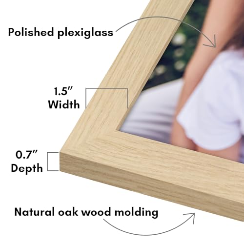 Image of Americanflat 24x36 Poster Frame with Polished Plexiglass - Epic Collection - Gallery Wall Frames with Engineered Wood - Wide Photo Frame for Wall Display - Natural Oak